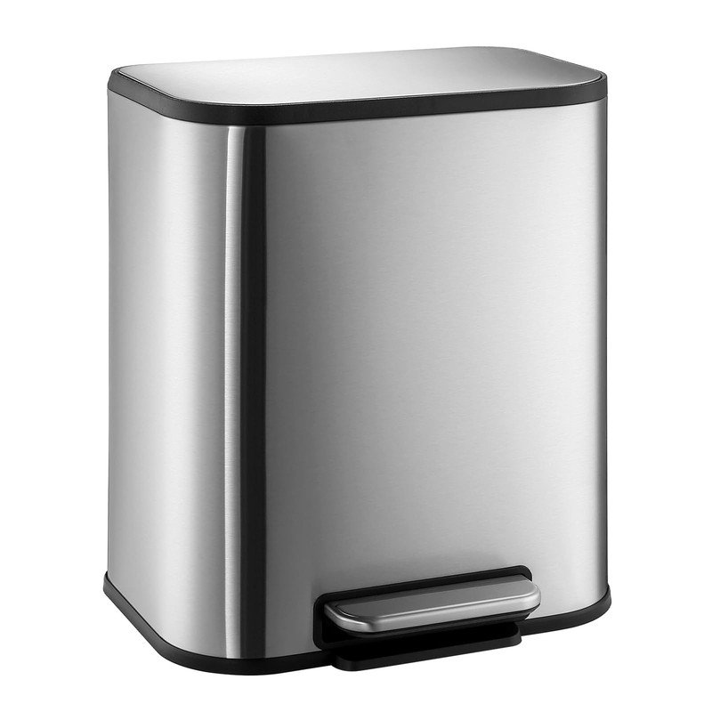 Poubelles en acier inoxydable pour la cuisine, poubelle avec couvercle, pédale de 20 L avec couvercle à fermeture en douceur et seau intérieur pour la cuisine, le bureau à domicile, la chambre à coucher et le salon