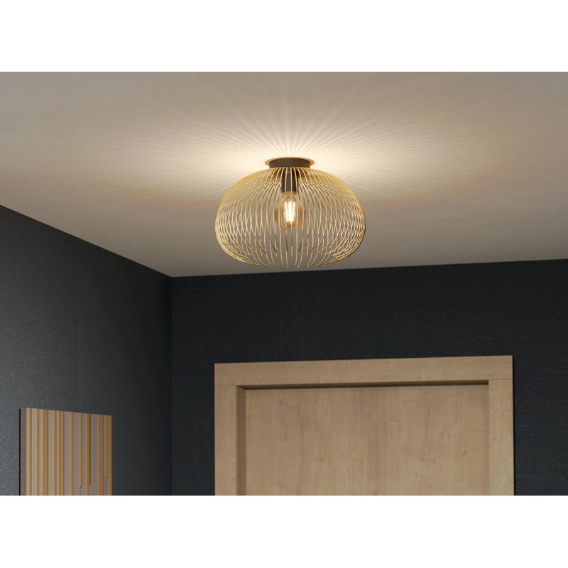 Sheron 1-Light Pendant Light, Black/Gold, 10.24" H x 15.16" W x 15.16" D