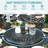  61" Patio Round Height Bar Table, All-Weather Cast Aluminum High Top Dining Table With 31" Lazy Susan & Umbrella Hole For Outdoor Balcony, Porch And Deck, Fits For 6-8 Person, Dark Bronze