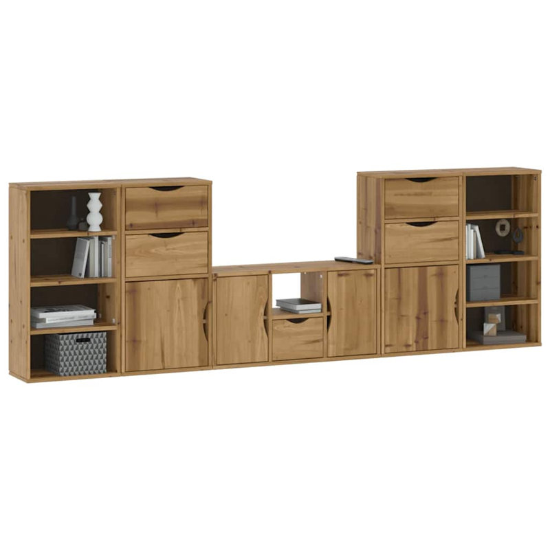 5 Piece TV Units With Storage ODDA Solid Wood Pine, Natural