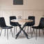 4 - Person Dining Set - Nordic Round Dining Table Set With 4 Upholstered Chairs - Metal Legs-1306766782