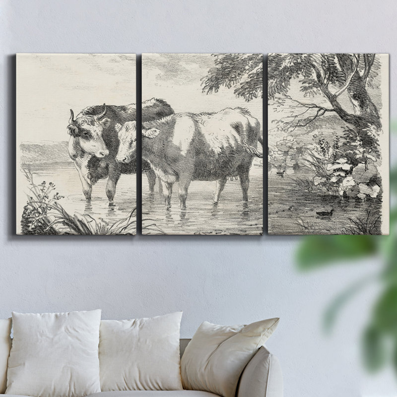 " Blue Solace " 3 - Pieces, 36" H x 72" W x 2" D
