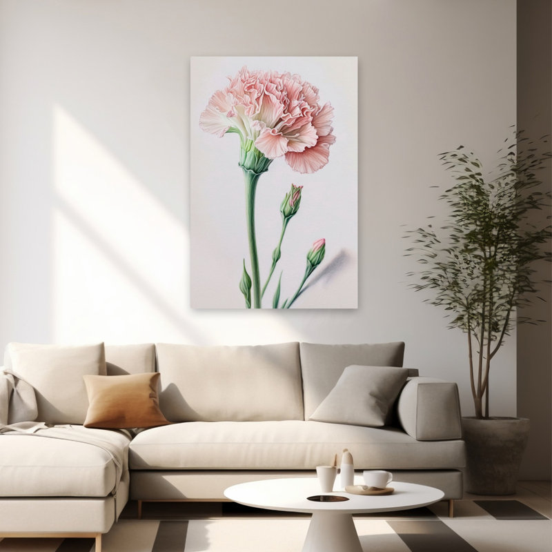 Œillets rose poudré - Art floral, H 60 po x l 40 po