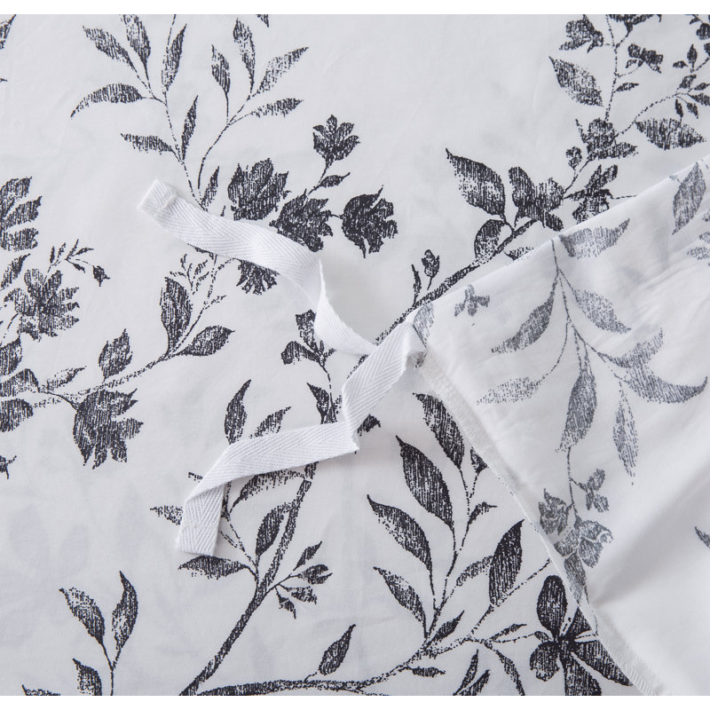 Sateen Floral Duvet Cover, King Duvet Cover + 2 Shams
