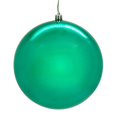  Boule de 4 po sarcelle brillante sans soudure UV percée. Comprend 6 ornements par boîte.
