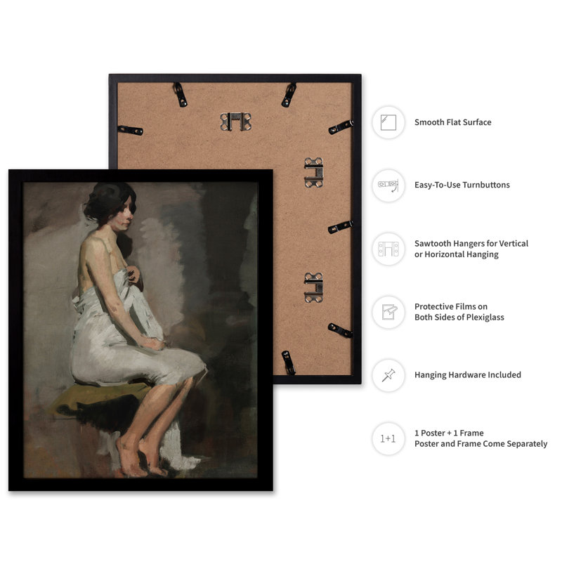 Étude d'une femme assise, Black Framed, Poster, 11"H x 14"W
