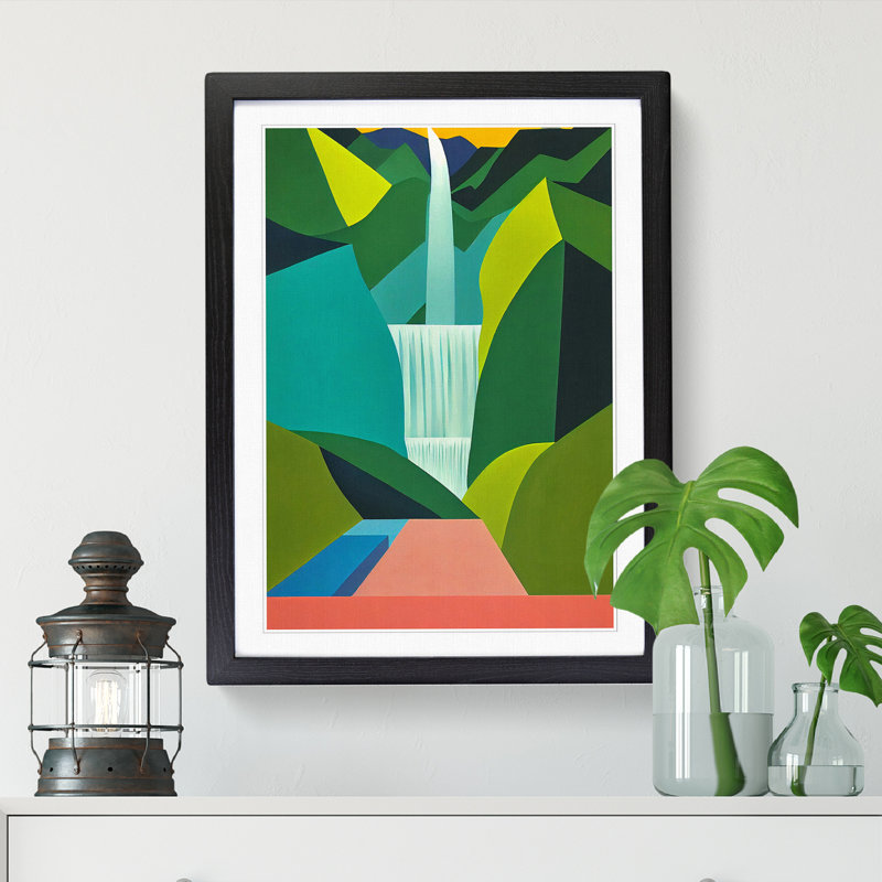 Waterfall Abstract Vol.2 - Picture Frame Print, 64cm H x 46cm W x 2cm D, Black