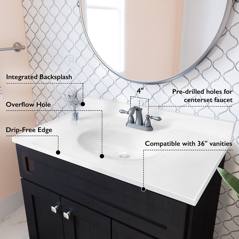Ivory Swirl 37-Inch Cultured Marble Vanity Top with Integrated Backsplash