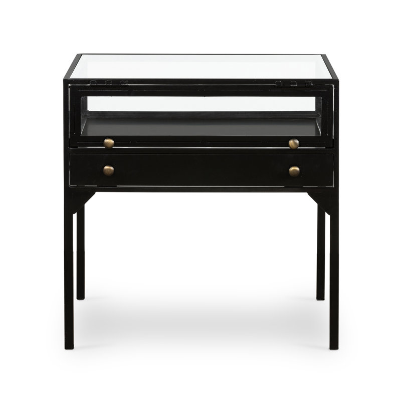 Bayline Glass Top End Table with Storage