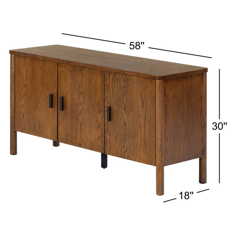 Kaplan Wood 3-Door Sideboard, Medium Oak