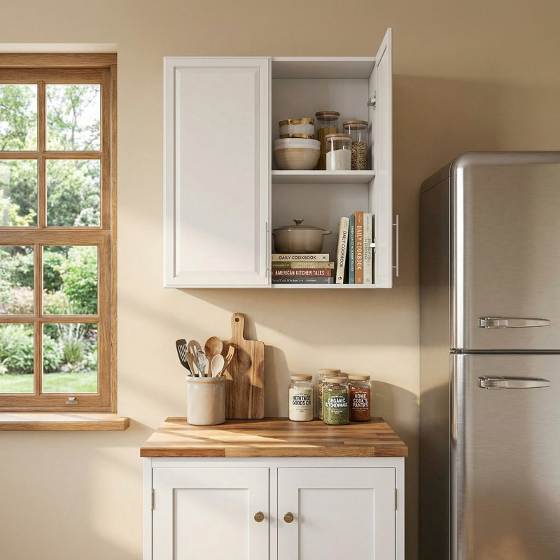 Grande armoire de salle de lavage murale 30 po, pour cuisine, tablettes réglables, blanc