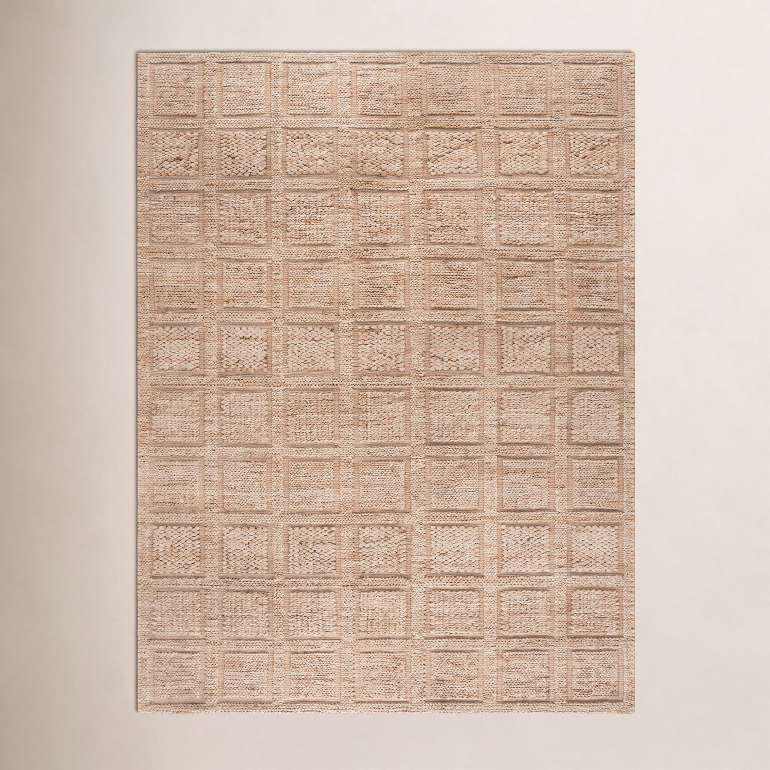 Hand-Woven Plaid Jute Rug, Rectangle 6' x 9'