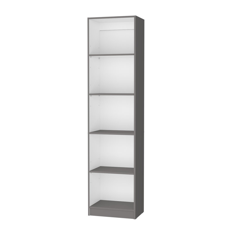 Matt Grey And White 5-shelf Shelf - Slim Bookcase For Home 5 Stylish Homes