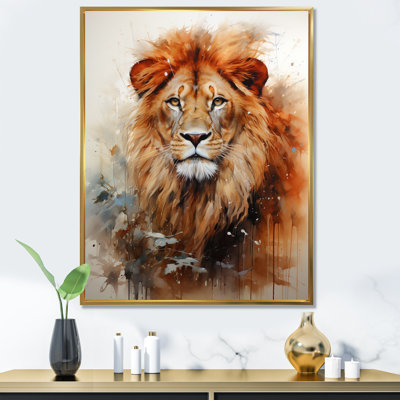 «Intense Lions Gaze Realism II - Lion», art mural sur toile