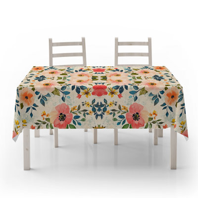 Premium Tablecloth (55 x 87 inches), 50% Cotton / 50% Polyester, Machine Washable & Ironable | Durable, Tumble Dryer Safe, Elegant Design for Dining Room & Special Occasions, Versatile & Easy Care