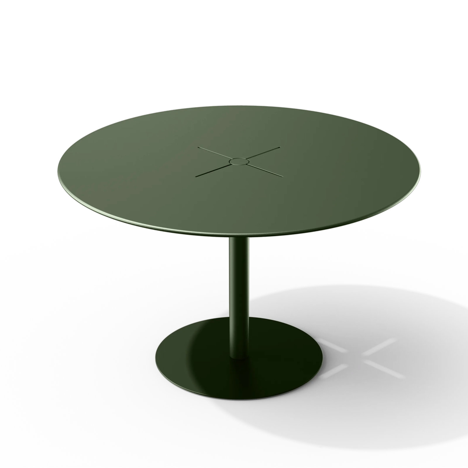 X Table, 48" Circular Dining Table, Charcoal, Olive