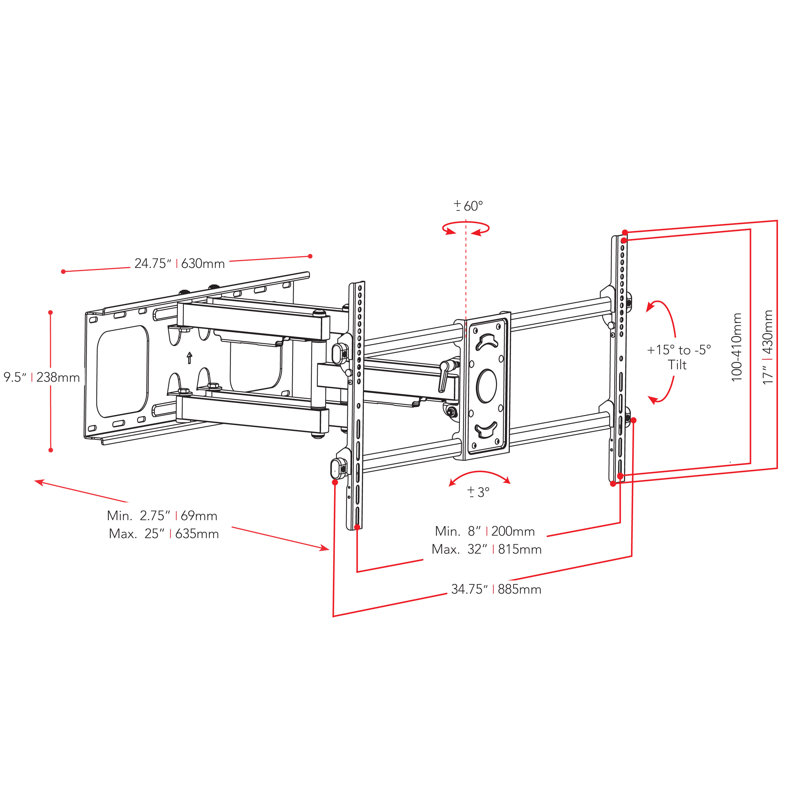 CorLiving Multi-Screen Single Screen Wall mount Electronic Mount