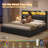 PU Upholstered Bed Frame with  Storage Drawers & RGB Bookcase Headboard,  Charging Station-642687624-616361917