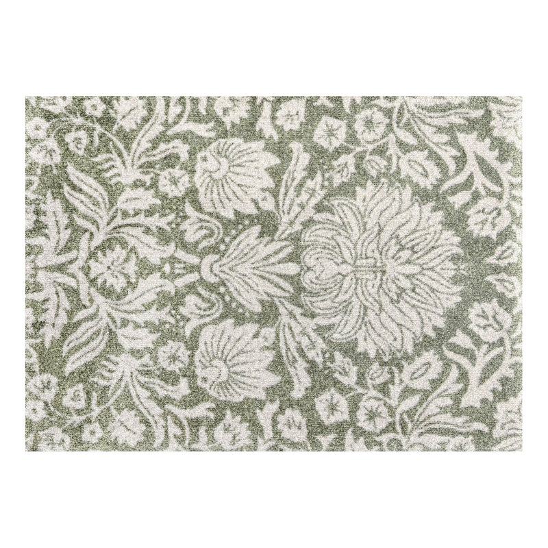 Petit tapis lavable Cornflower Green Tea, L 28 po x L 20 po, Vert, brun clair