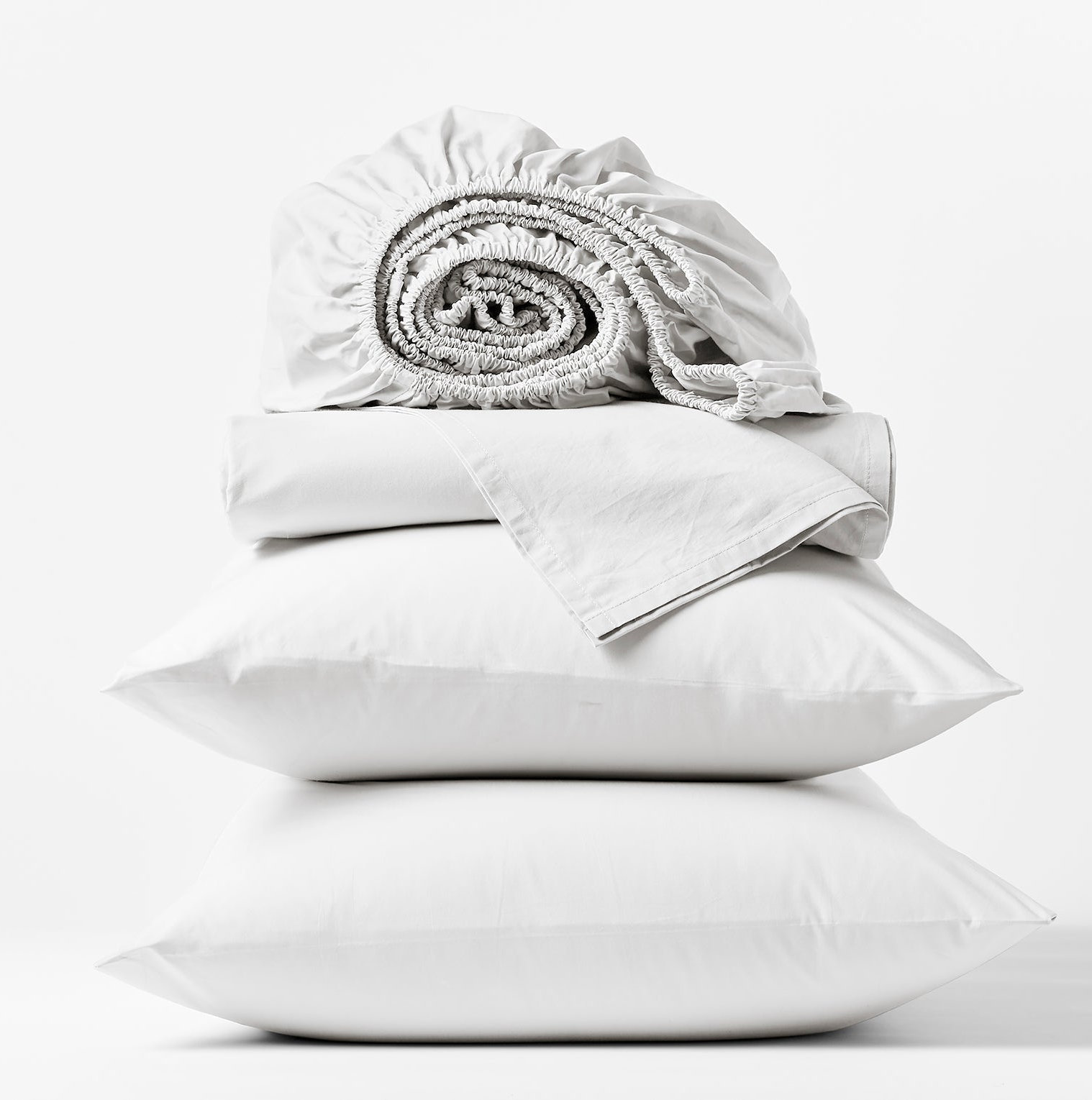 Refined Organic Percale Percale Sheet Set, California King Sheet Set with 2 Pillowcases, Stone