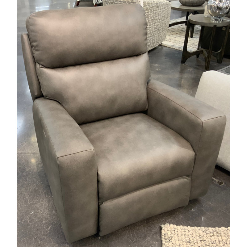 Bristol Leather Power Headrest Recliner with Lumbar, Scottsdale Graystone, Power/Rocker