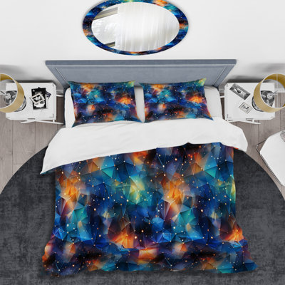 Celestial Dreams Geometric Polyester Box Stitch Geometric Shapes Duvet Cover Set