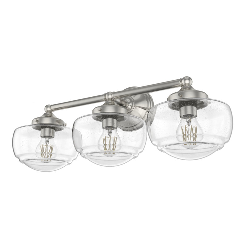 Luminaire mural pour meuble-lavabo 3 lumières Hunter Saddle Creek, Transparent, Nickel brossé