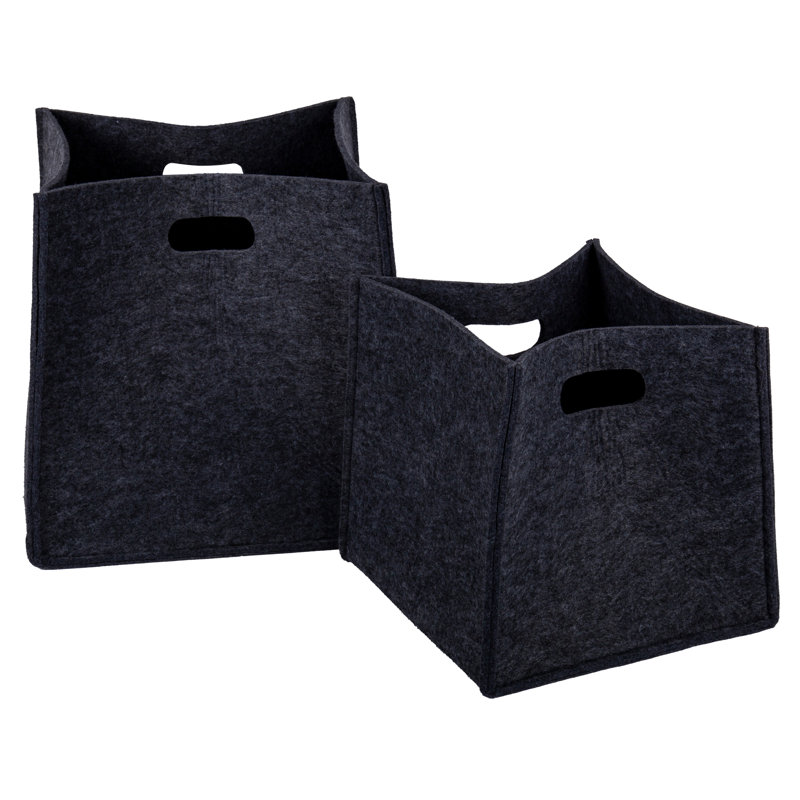 Fabric Laundry Set with Handles, Dark Gray