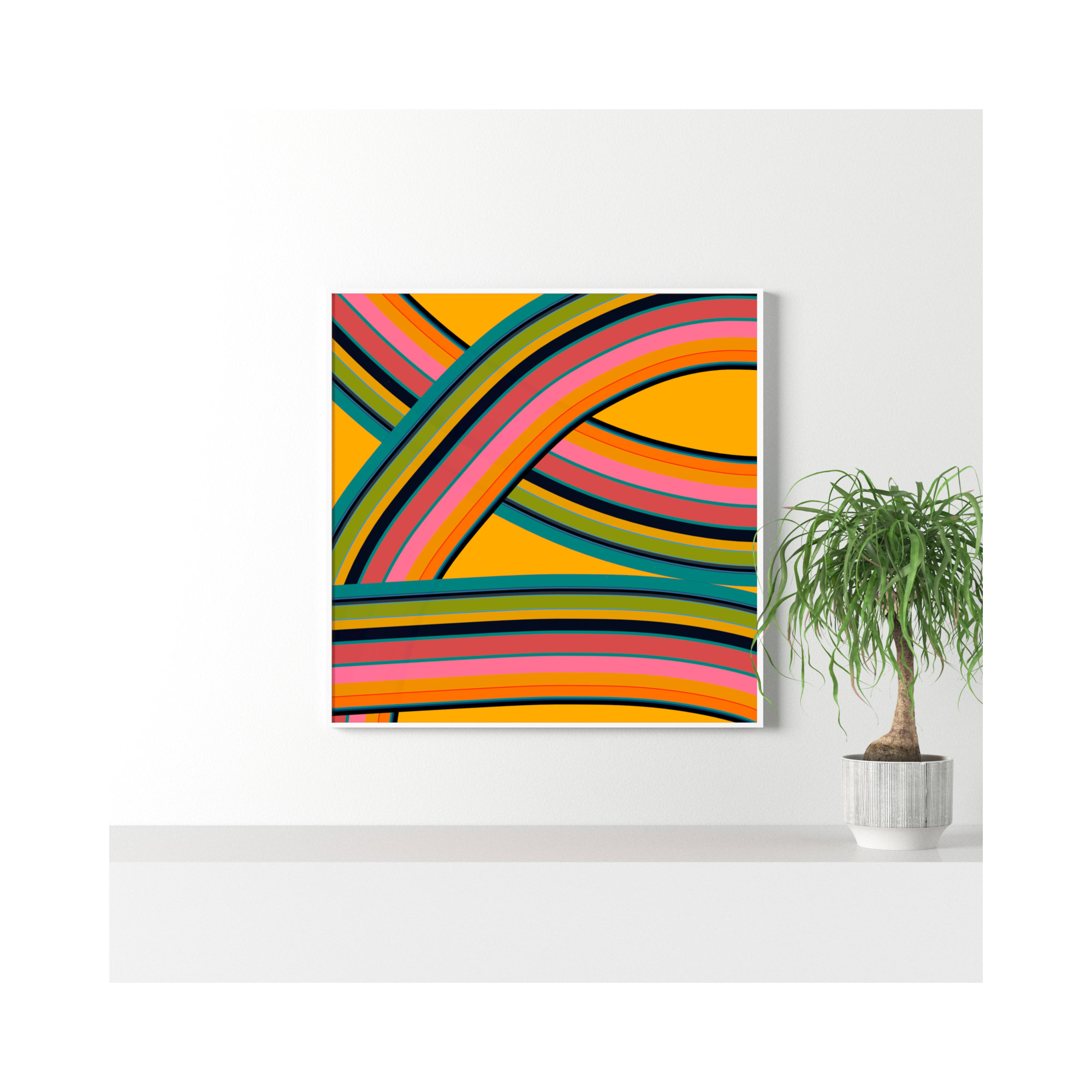 Twist Series I Fiesta Twist by Jacques Pilon - Picture Frame Graphic Art, 36" H x 36" W x 1.25" D, White