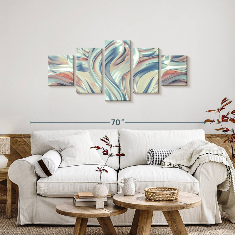 Glacer en soie nacré, H 24 po x l 55 po