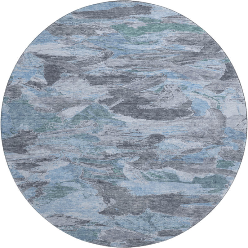 Tapis abstrait lavable à la machine de qualité supérieure Kumbhar AMF1344, Rond 8 pi