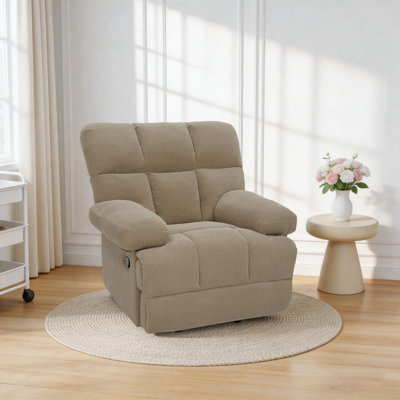 Modern Manual Rocker Recliner Chair, Nubby Textured Fabric Reclining Rocking Chair for Living Room Bedroom (Set of 2)