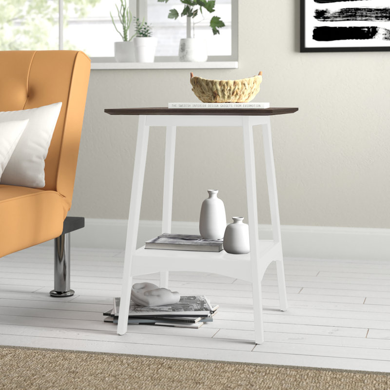 Talmadge 18" End Table with Shelf, Driftwood/White, 24''H x 18''W