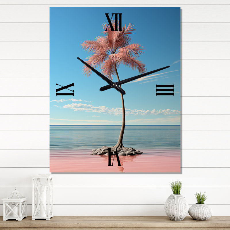 Horloge murale bord de mer bleu et rose Sea Breeze, Petit
