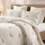 Ensemble de literie en coton pour lit double/queen, courtepointe botanique blanche et grise