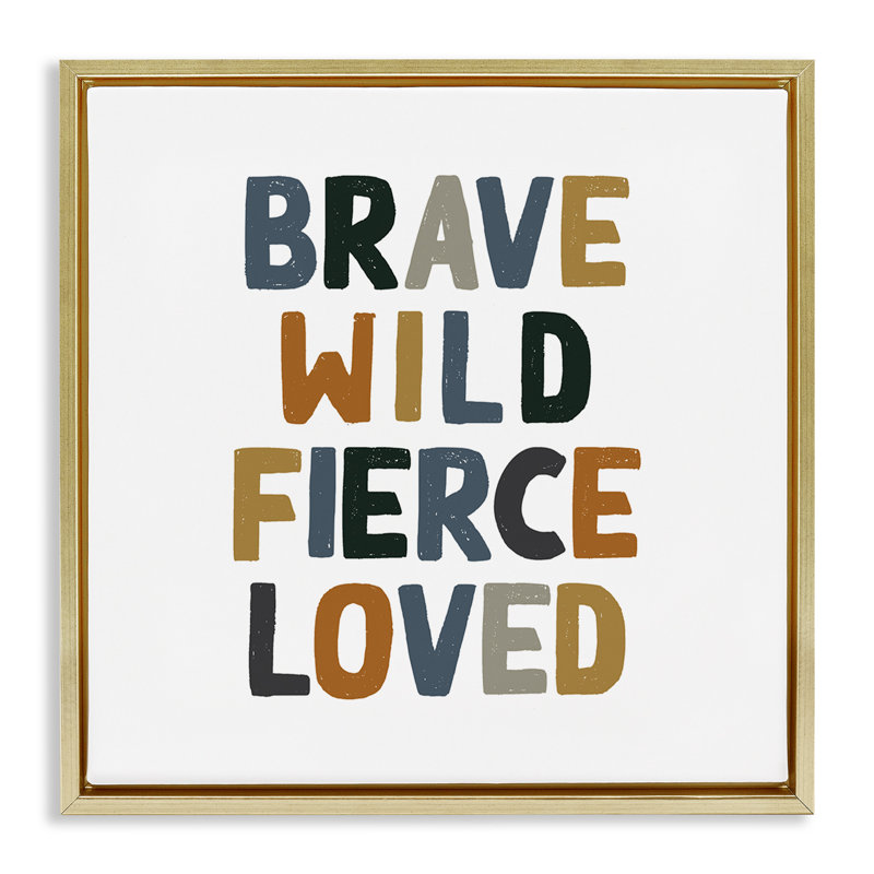 Brave sauvage féroce inspirant, H 18 po x l 18 po, Cadre flottant métallique doré