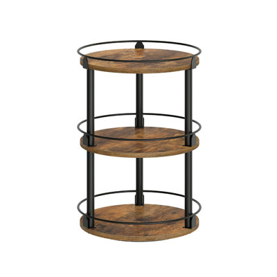Rustic Brown Rotating Spice Rack, 3-Tier Lazy Susan Organiser, Circle Spice Rack