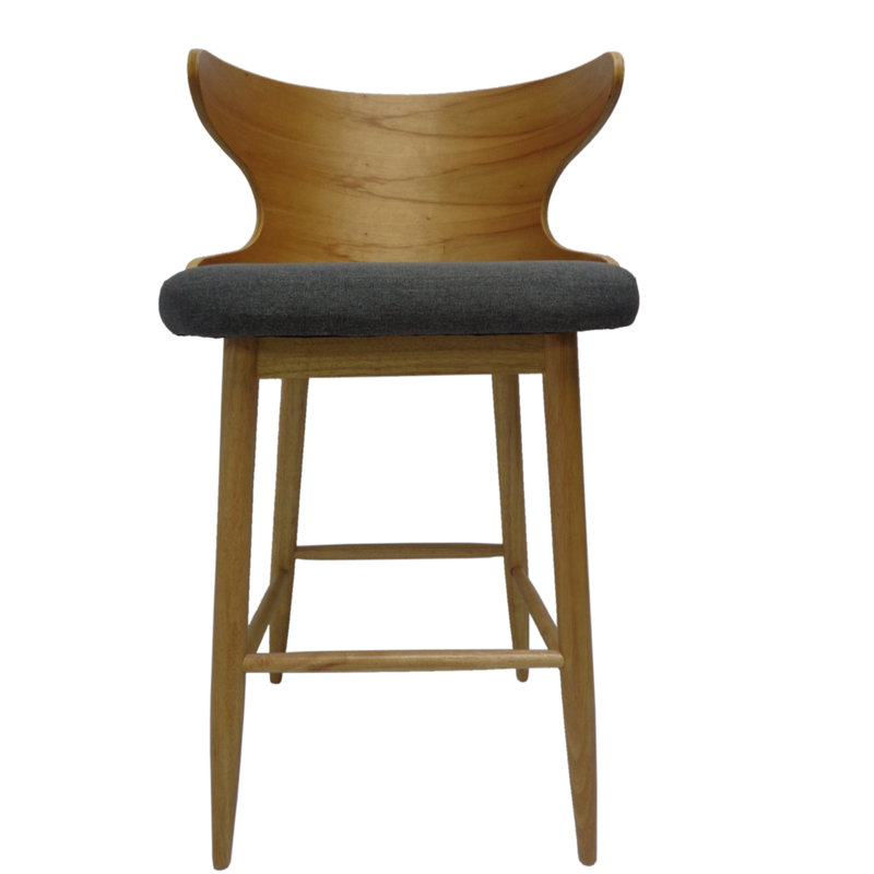 Overturf 30'' Upholstered Barstool with Solid Wood Frame, Charcoal