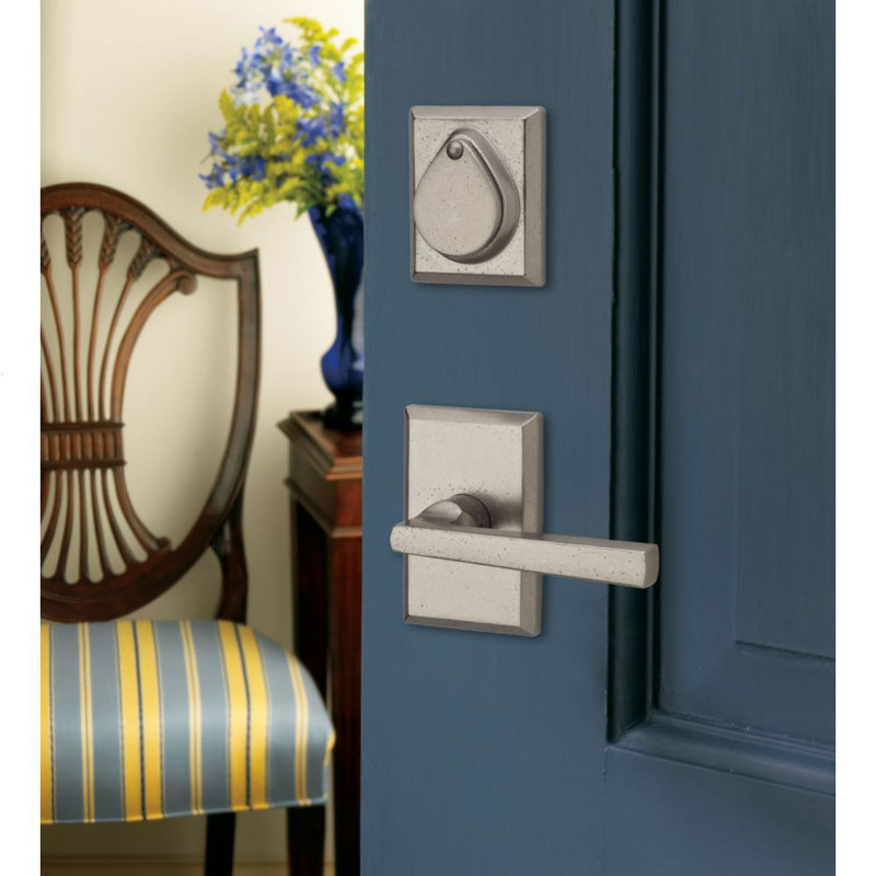 Taper Single Dummy Door Lever with Rustic Square Rose, Right, White Bronze