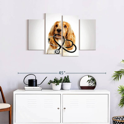 «Doctor Dog» sur toile, ensemble de 4 pièces