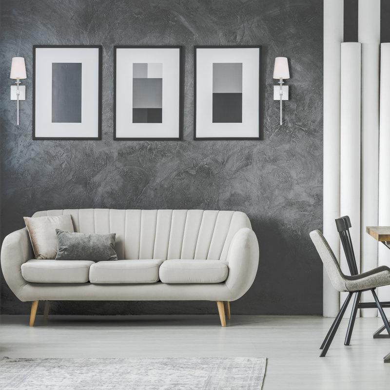 Applique murale 20 lumières Latitude Run® Aileth + abat-jour en lin, finition chrome, Chrome