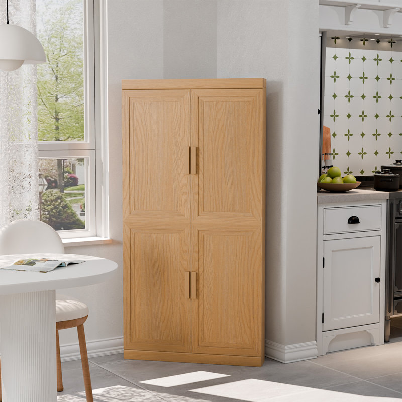 Armoire de rangement pour garde-manger de 62 po H x 31 po avec tablettes réglables Buffet d'angle pour cuisine, salon