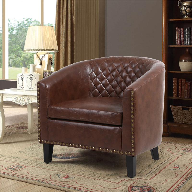 Chaise d'appoint moderne avec têtes de clou et pieds en bois massif