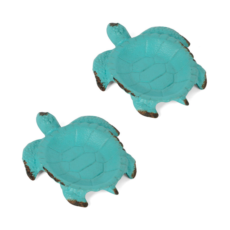 Ensemble de 2 plateaux en métal turquoise