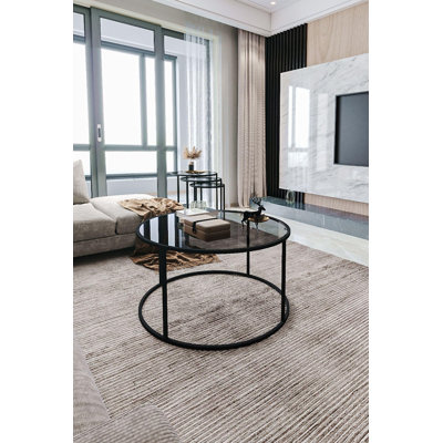Startis Round Coffee Table Smoked Tempered Glass