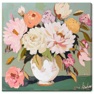 Vases de fleurs modernes en toile teinté de rose Horizon II par Art Remedy