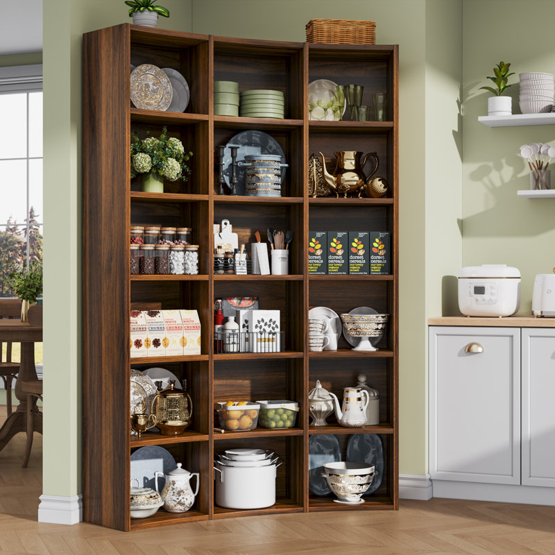 71" Curved Bookshelf,triple Width 6 Tier Bookcase With Storage Cabinet,modern Tall Bookshelf With 18 Open Display Shelves, Floor Standing Book Shelf For Living Room