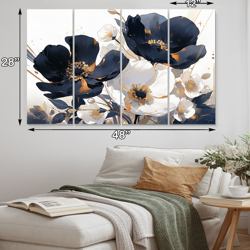 Brilliant Poppies IV - Ensemble de décoration murale floral en métal