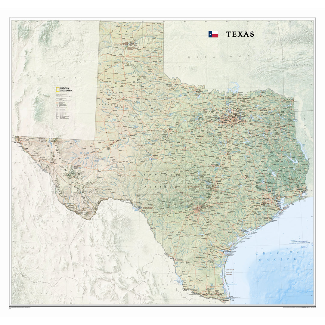 Texas State Wall Map National Geographic Maps