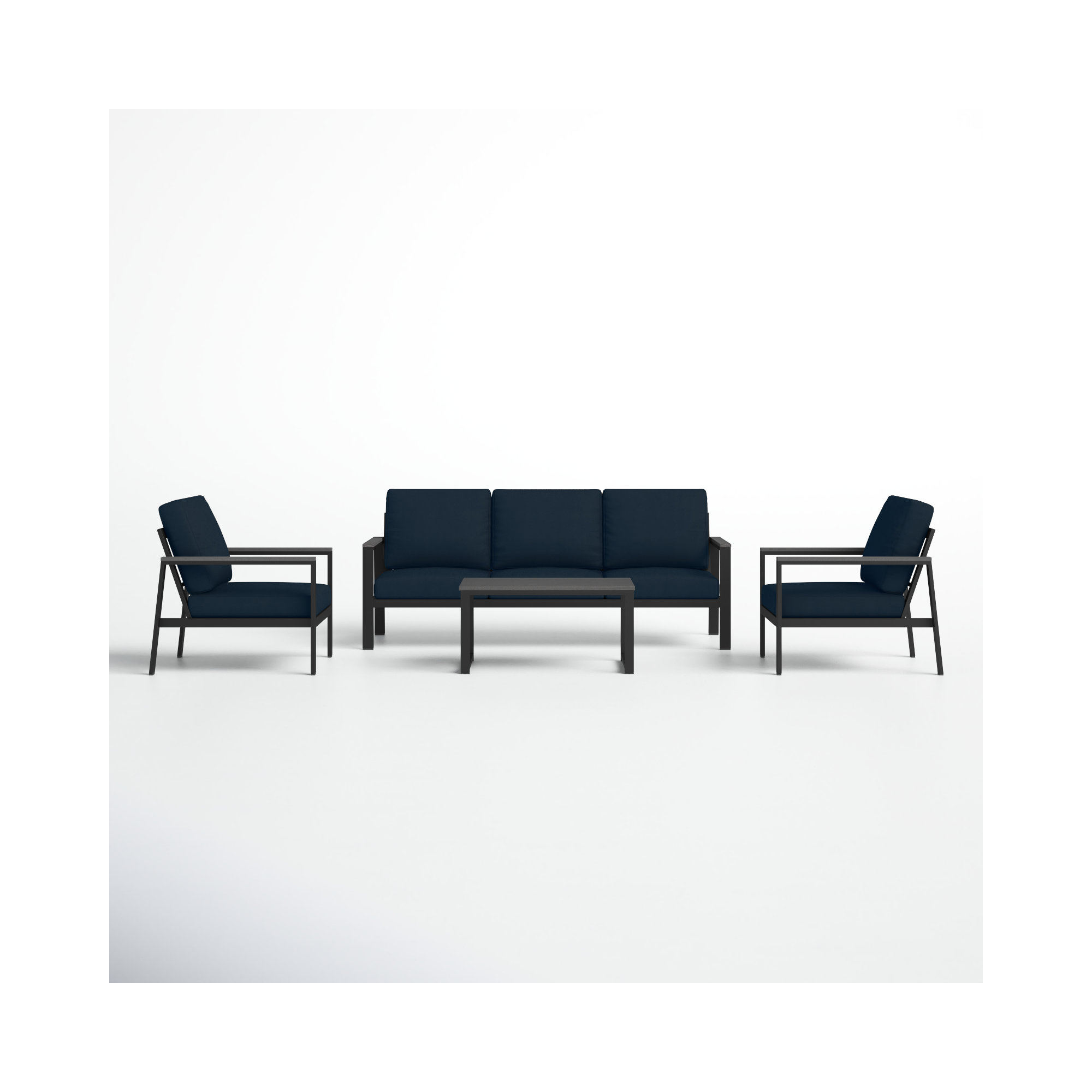 Townsend 4 Piece Sofa Seating Group with Sunbrella Cushions, Canvas Navy Sunbrella® Canvas